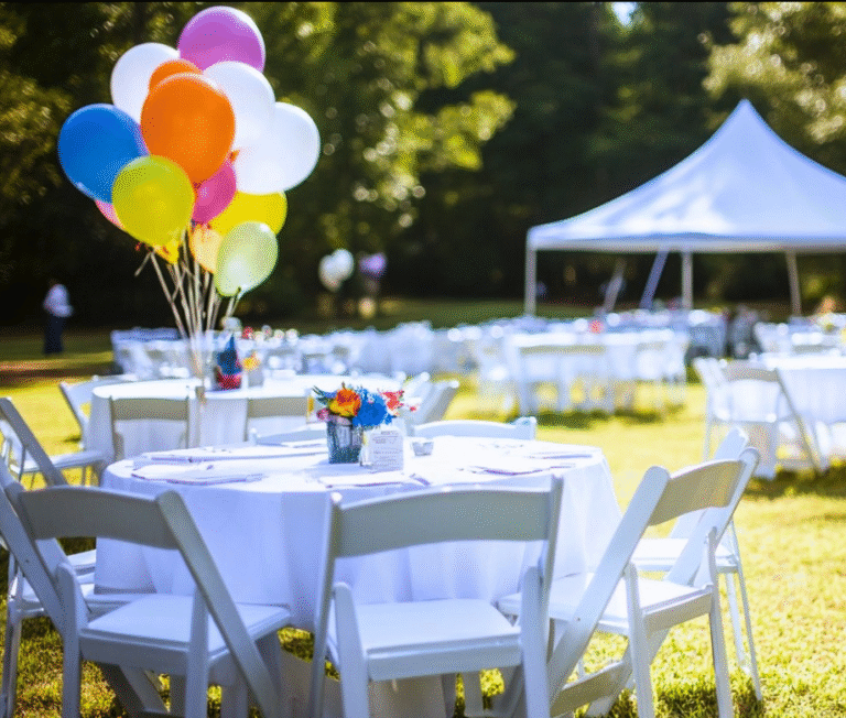 Tables, Chairs, Tents, Balloons