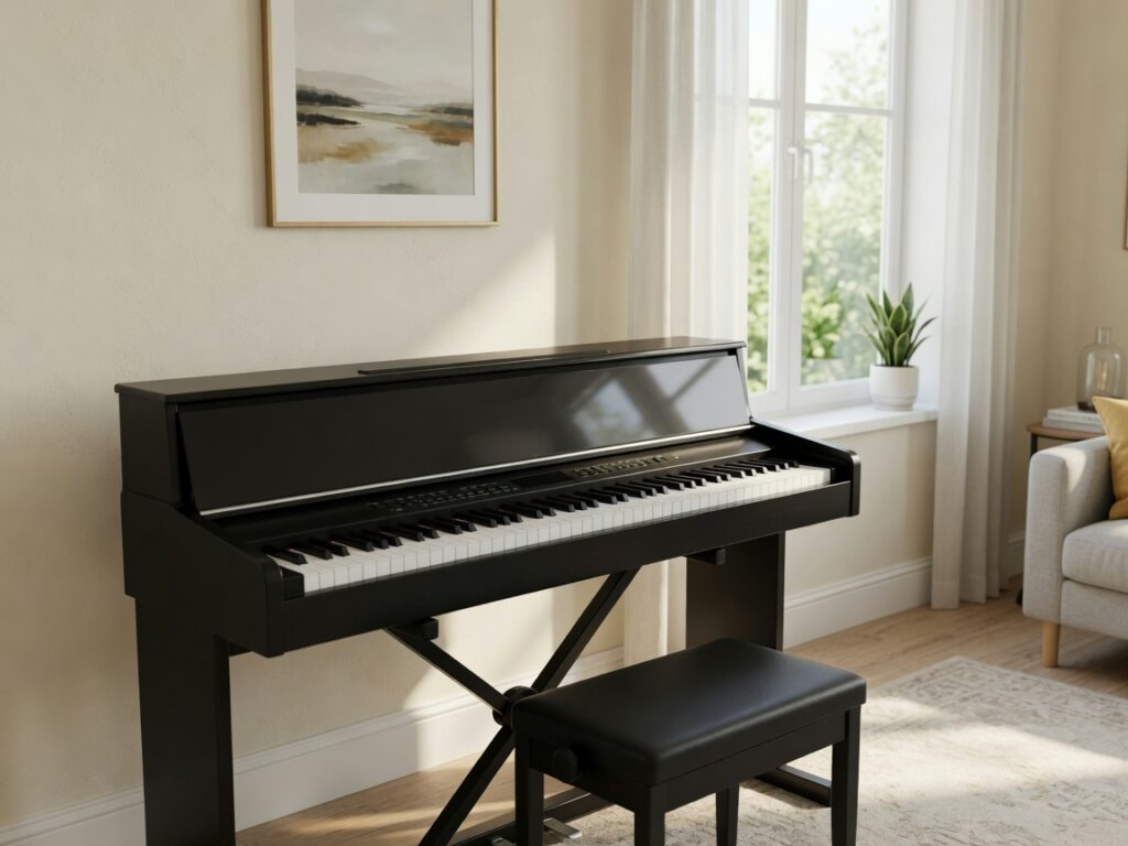 88-key digital piano with stand and bench
