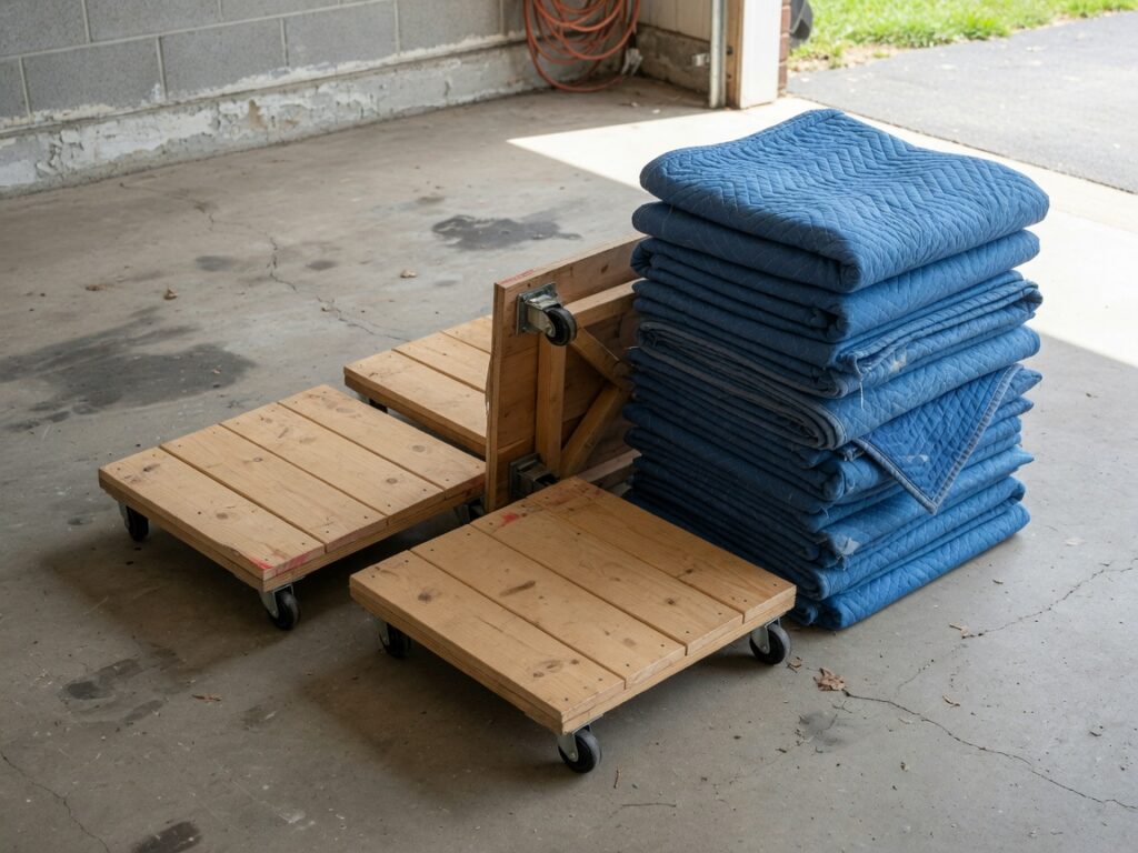 Furniture dollies and 12 moving blankets