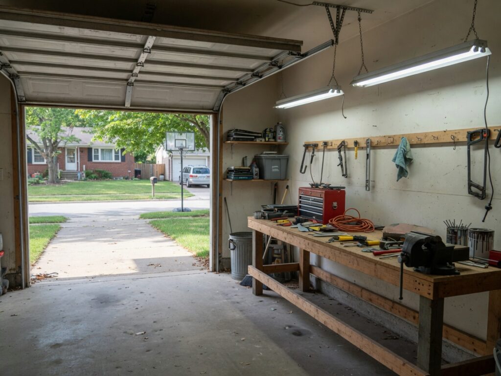 Garage bay for a weekend project
