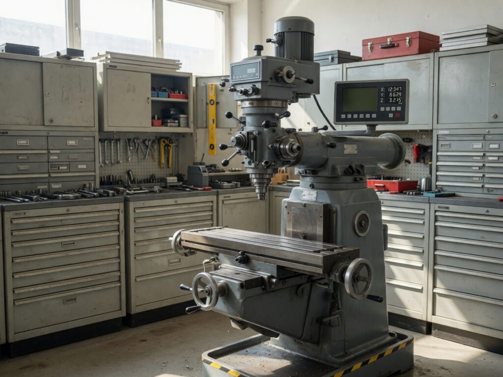 Knee mill in a club makerspace