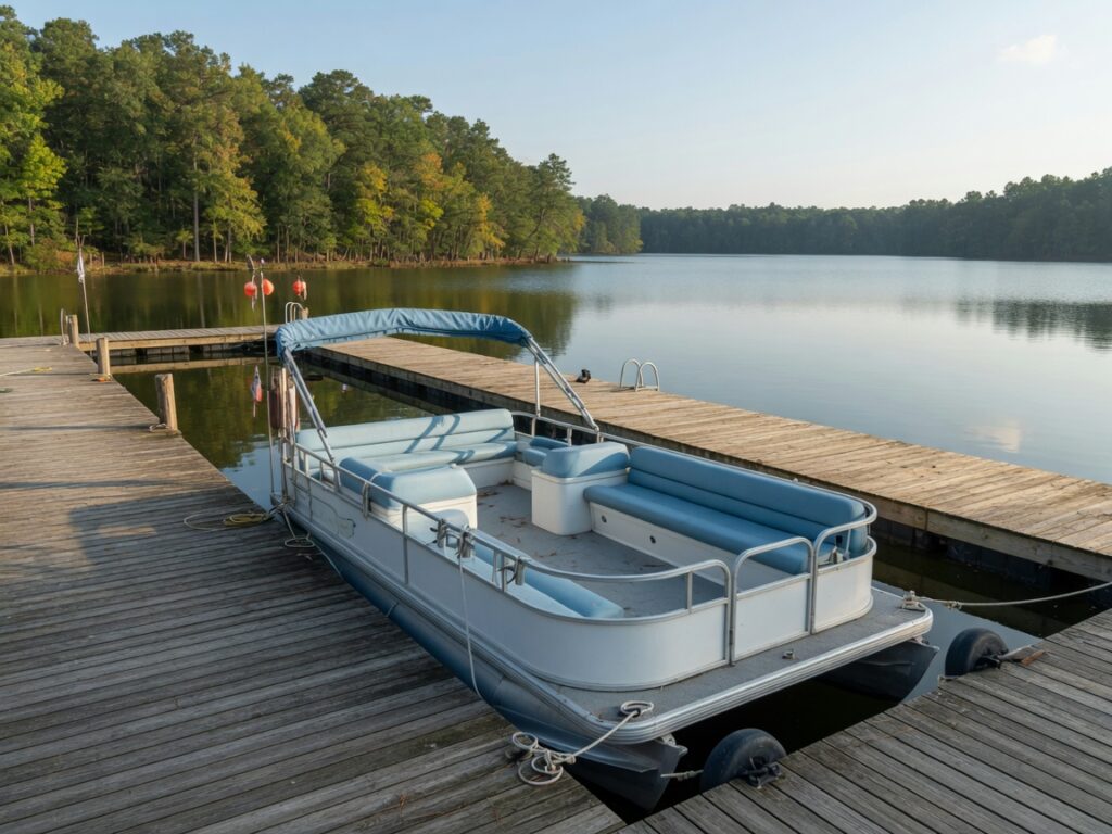 Pontoon boat on West Point Lake (you drive)