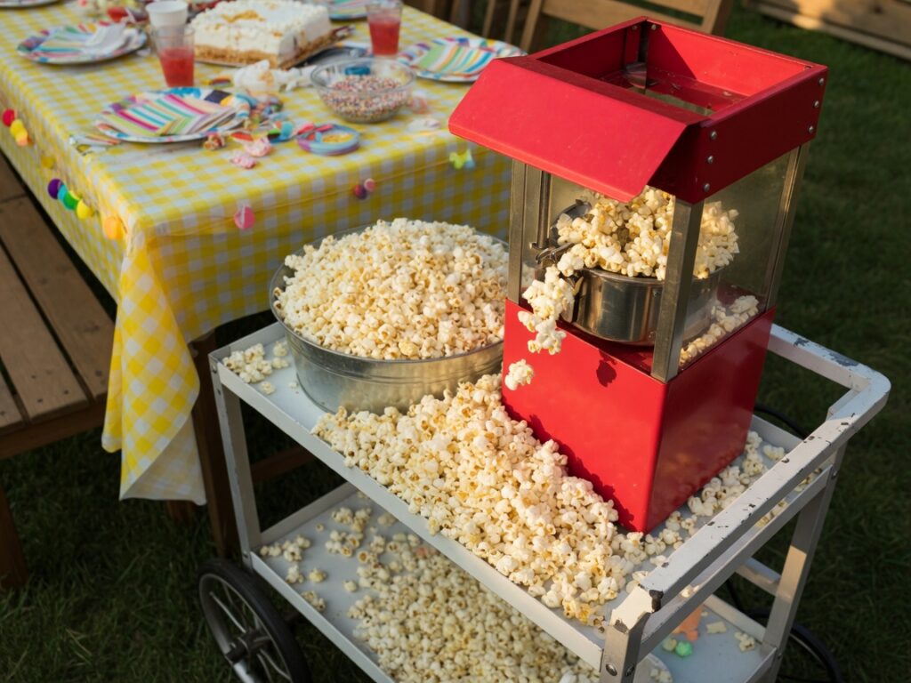 Popcorn machine with cart
