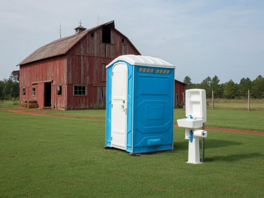Portable restroom with hand-wash station