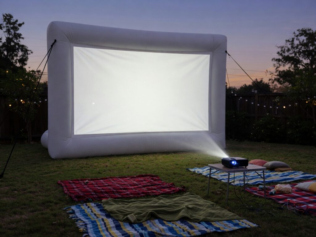 Projector and 120-inch outdoor screen