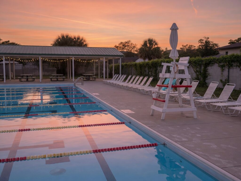 Swim club pool for a private party after closing