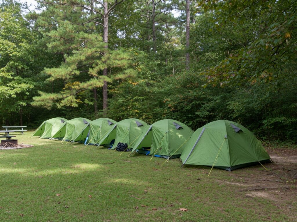 Six two-person tents from a scout troop